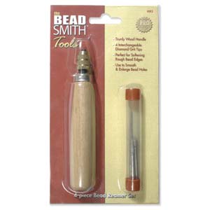 Bead Smith 4 Piece Bead Reamer Set with Wood Handle. BeadSmith Brand. Stock # BR5