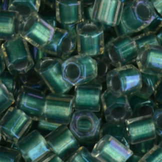 TOHO 8/o Hexagon-Teal Lined Crystal Rainbow #8THex264