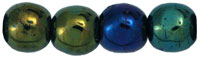 Czech 4mm Round-Iris Green Metallic