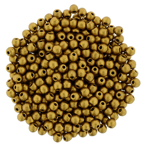 Czech 2mm Round - Matte Metallic Antique Gold