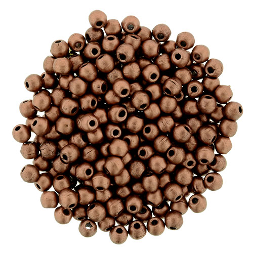Czech 2mm Round - Matte Metallic Bronze Copper