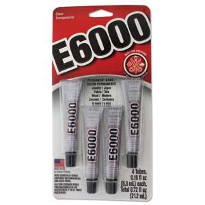 E-6000 Industrial Quality Adhesive * Four in Blister Pack, Clear