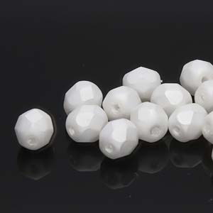 Czech Fire Polish 8mm-Glass Pearls White Matte * 75 Bead Strand