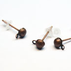 Antique Copper Plate - 4mm Half Ball Earpost with Drop & Backs