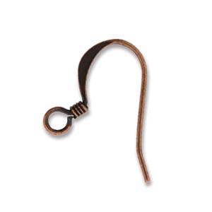 Antique Copper Finish - Hammered Fish Hook Ear Wire 18 mm * 12 Pieces ( 6 pairs)