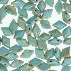 Czech GemDuo - Turquoise Blue Picasso