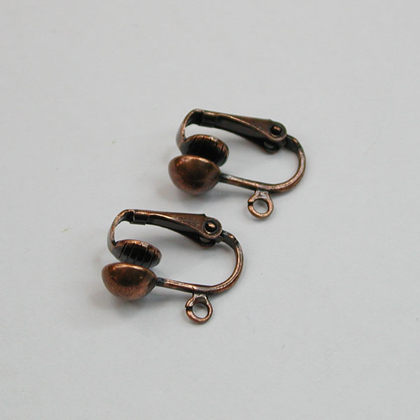 Antique Copper Plate - Ear Clip Half Ball 6mm