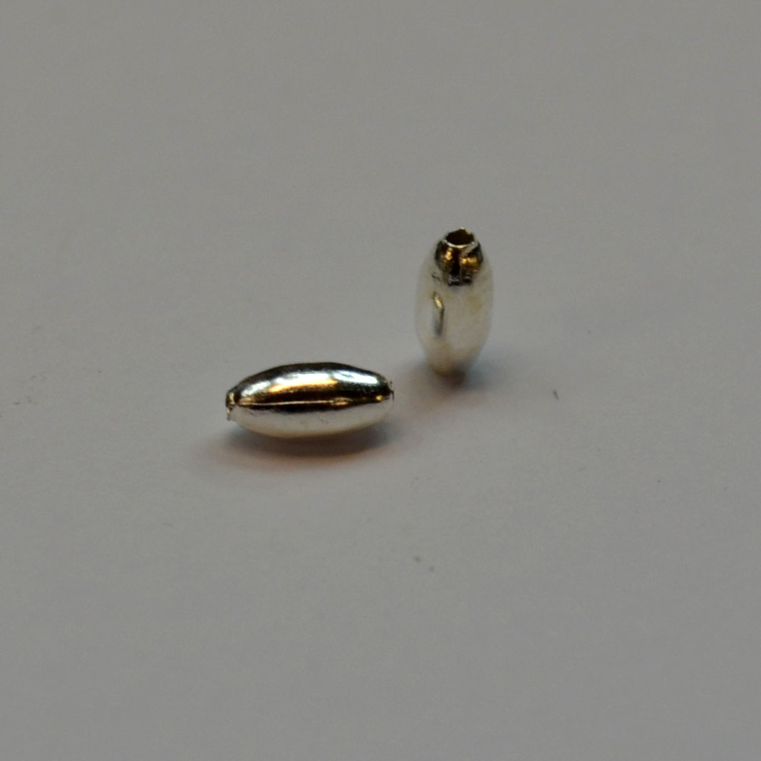 Silver Plate - 5x2.5mm Smooth Oval Spacer Beads