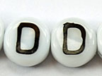 6mm White Glass Letter Bead - "D" - 50 Pack
