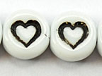 6mm White Glass Letter Bead - "Heart-Shape" - 100 Pack