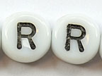 6mm White Glass Letter Bead - "R" - 100 Pack