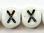 6mm White Glass Letter Bead - "X" - 100 Pack