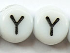 6mm White Glass Letter Bead - "Y" - 100 Pack