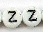 6mm White Glass Letter Bead - "Z" - 100 Pack