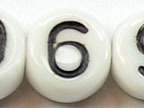 6mm White Glass Letter Bead - "6" - 50 Pack