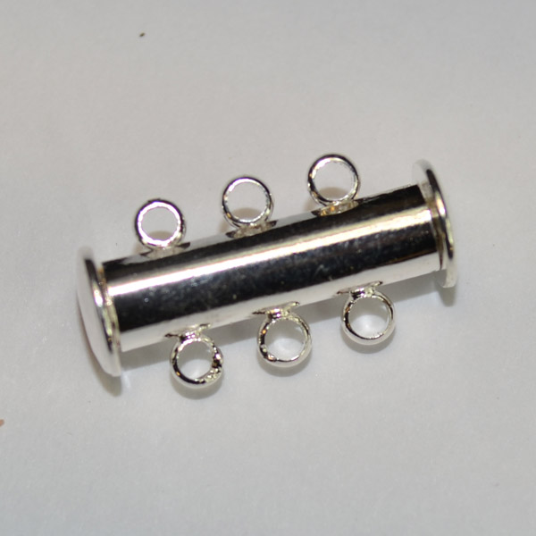 Silver Plate - 3-Loop Magnetic Slide Clasp. Package of 3