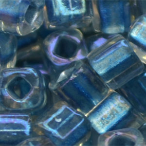TOHO 2mm Cube Shape Seed Bead-Blue Lined Crystal Rainbow #T2C263