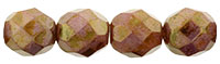 Czech 8mm Fire Polish Round - Opaque Rose Gold Topaz Luster